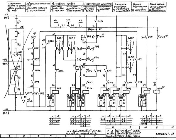 Схема электрическая токарно-винторезного станка МК6046