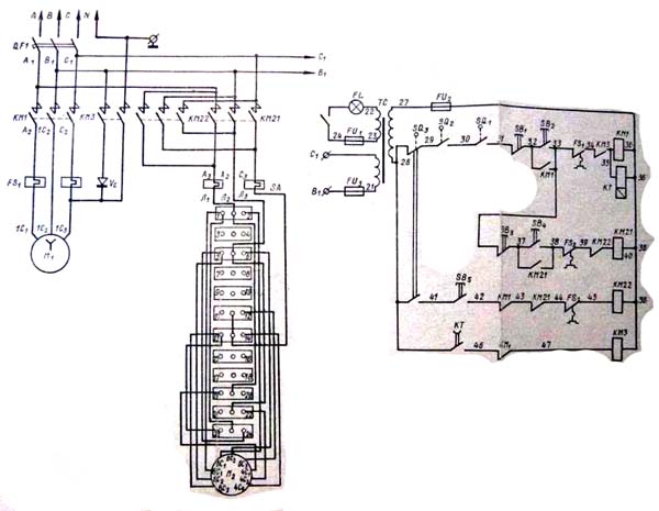 Схема электрическая станка ЦА-2А